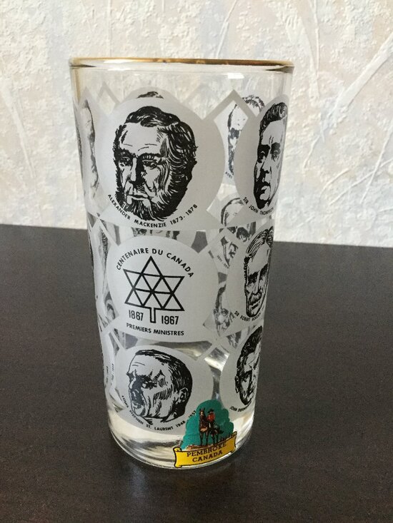 Other - 1967 Vintage Canadian Centennial Prime Ministers Drinking Glass